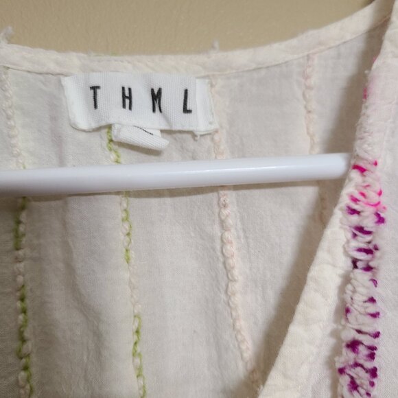 T H M L WOMENS BOHO TOP W STRANDS OF COLOR MULTICOLORED SIZE MEDIUM - Picture 3 of 4